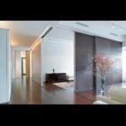 Loft Residence, New York - sliding glass, Teak Veneer, and aluminum partition panels