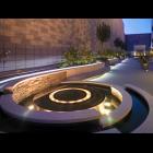 Circular pools, trough, water wall, and reflecting pool - Basalt, stainless steel, granite - SWA Architects
