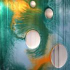 Bubbles - 2 Teals & Orange with Rain Reverse  - Decorative Acrylic panels