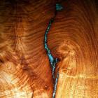Turquoise inlaid wood